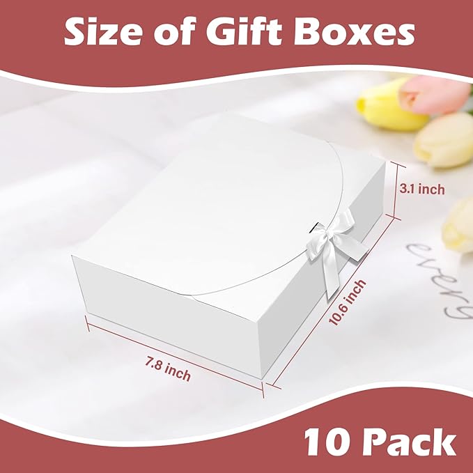 10 PCS Gift Boxes with Lids, 10.6x7.8x3.1 Inch Kraft Paper Gift Box