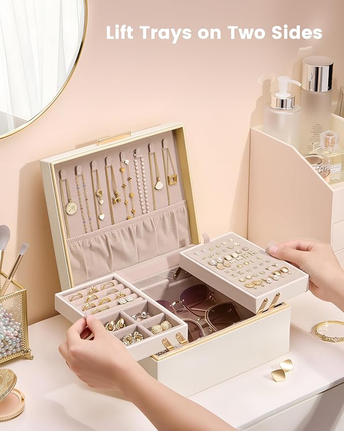 Jewelry Box Organizer for Women Girls, for Necklace Earrings Rings Bracelets